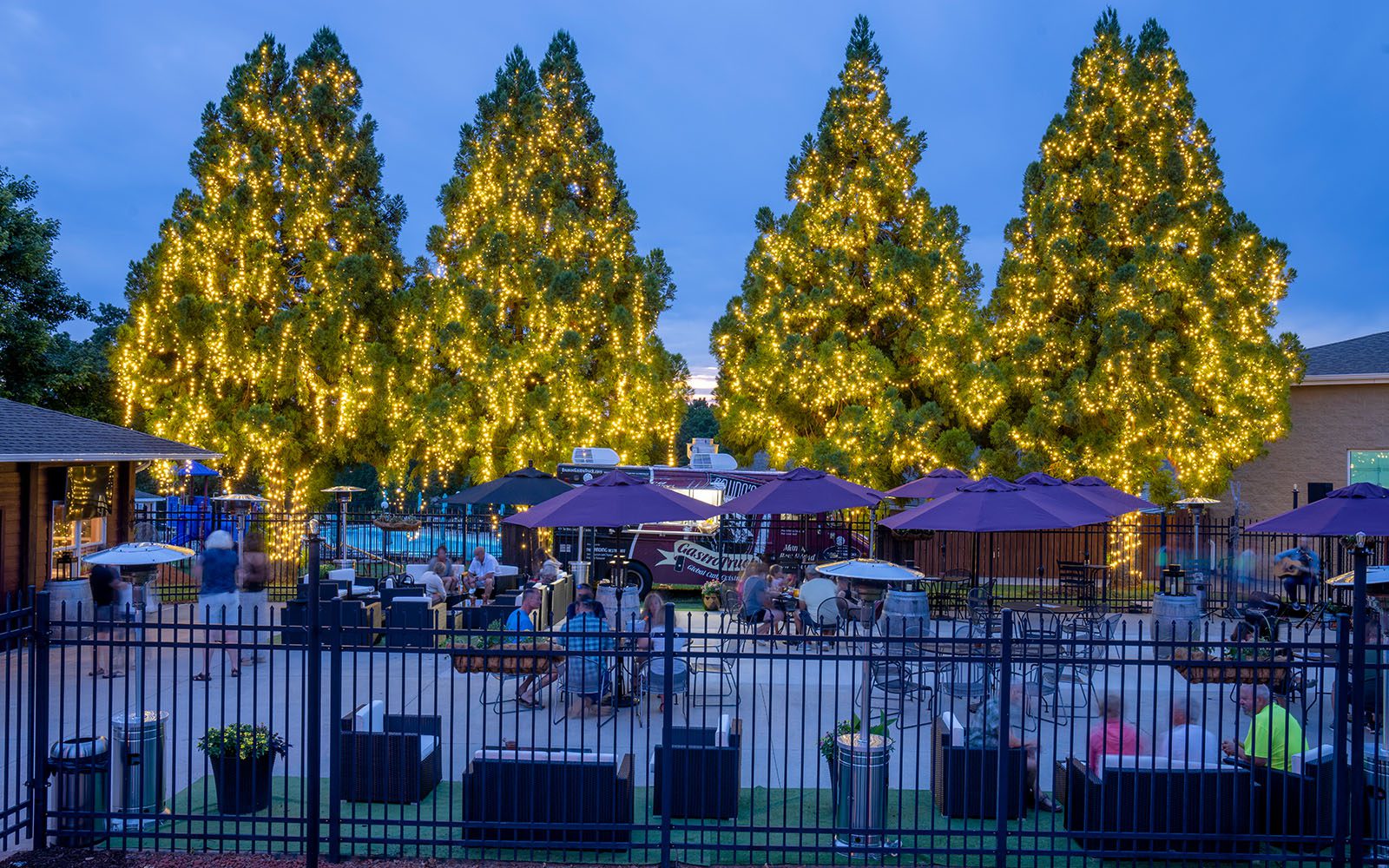 Bottles & Bites is an open air wine bar with a food truck, located at Mariners Landing.